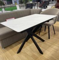 Стол Касабланка-1C опоры черные керамика White Marble распродажа