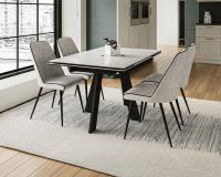 Стол DikLine DKM(SKM)110 Керамика Carrara Gloss + 4 стула DikLine 324 поворотный B22 GREY