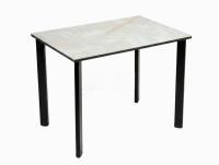 Стол DikLine DKT90 Керамика глянец белый Icelandic white jade/подстолье черное/опоры черные