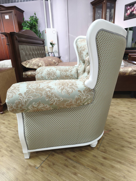 Кресло Флоренция массив дуба белый/перламутр