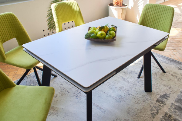 Стол Татами-2С опоры черные керамика White marble(белый мрамор)