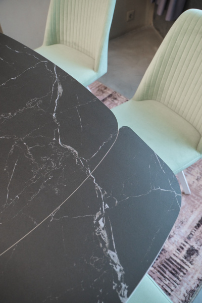 Стол Шиноби-1C опоры белые керамика Black marble (черный мрамор)