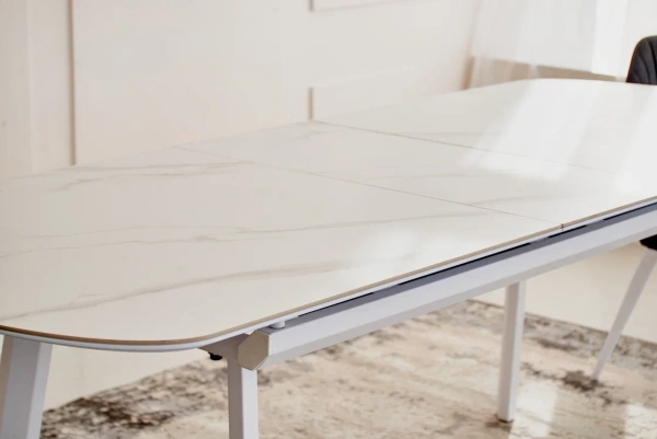Стол Шамони-1 опоры белые керамика White marble(белый мрамор)