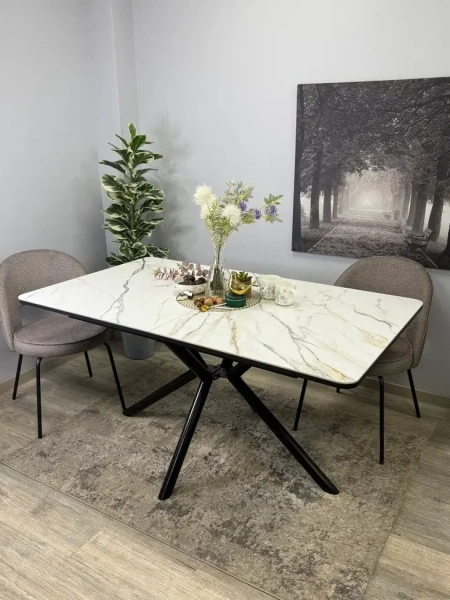 Стол KENNER DM1550 черный/керамика мрамор золотой
