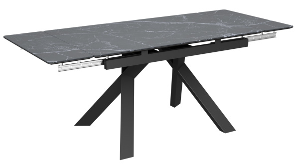 Стол Бордо-1C опоры черные керамика Black marble (черный мрамор)