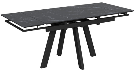 Стол Катана-1C 110х70 опоры черные керамика Black marble (черный мрамор)