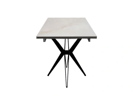 Стол DikLine DKS140 Керамика Icelandic White Jade (Ostra Bianco Light)/подстолье черный/опоры черный