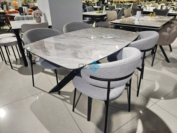 Стол DikLine BK140 Керамика Italian Grey/подстолье черный/опоры черный