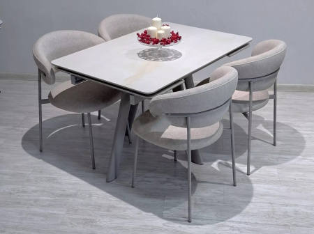 Стол DikLine DKA120E Керамика Icelandic White Jade (Ostra Bianco Light)/подстолье капучино/опоры капучино