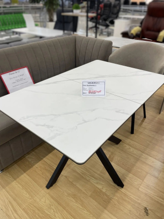 Стол Касабланка-1C опоры черные керамика White Marble распродажа