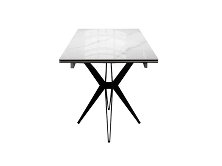 Стол DikLine DKS140 Керамика Carrara Gloss/подстолье черный/опоры черный