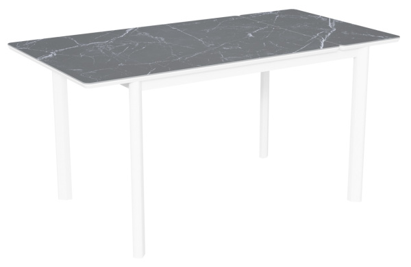 Стол Римини-1С опоры белые керамика Black marble (черный мрамор)