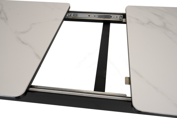 Стол Римини-1С опоры черные керамика White marble(белый мрамор)