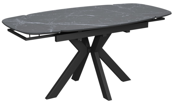 Стол Шиноби-1C опоры черные керамика Black marble (черный мрамор)