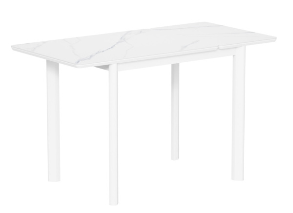 Стол Римини-мини С опоры белые керамика White marble(белый мрамор)