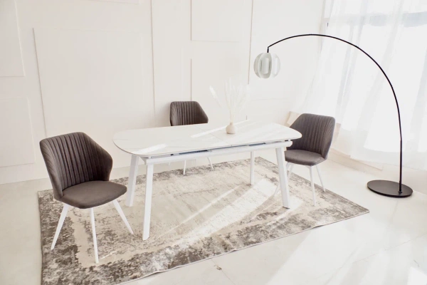 Стол Шамони-1 опоры белые керамика White marble(белый мрамор)