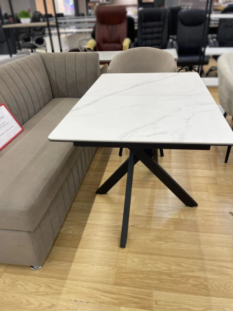 Стол Касабланка-1C опоры черные керамика White Marble распродажа