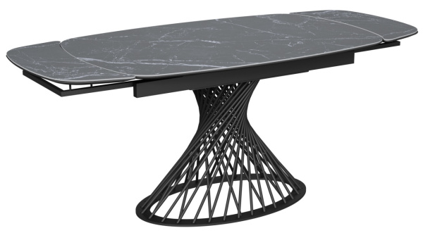 Стол Сан-Ремо-1C опоры черные керамика Black marble (черный мрамор)