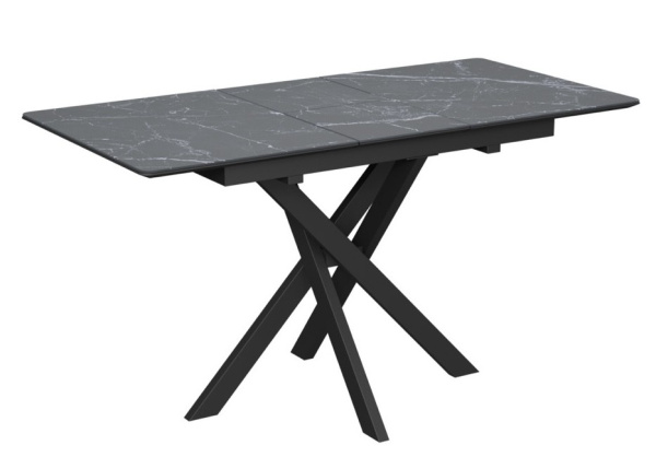 Стол Касабланка-1C опоры черные керамика Black marble (черный мрамор)