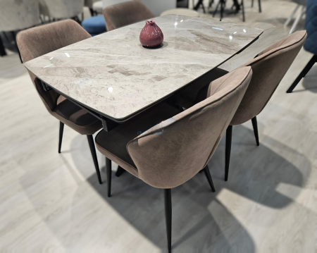 Стол DikLine DKU120 Керамика Italian Grey (глянец серый)/подстолье черное/опоры черные