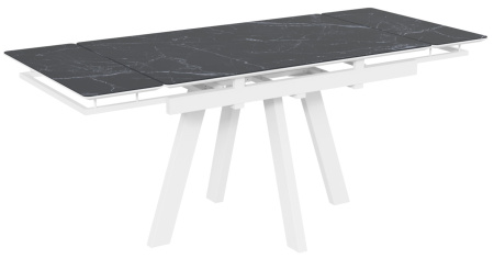 Стол Катана-1C 110х70 опоры белые керамика Black marble (черный мрамор)