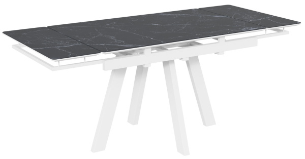 Стол Катана-1C 110х70 опоры белые керамика Black marble (черный мрамор)